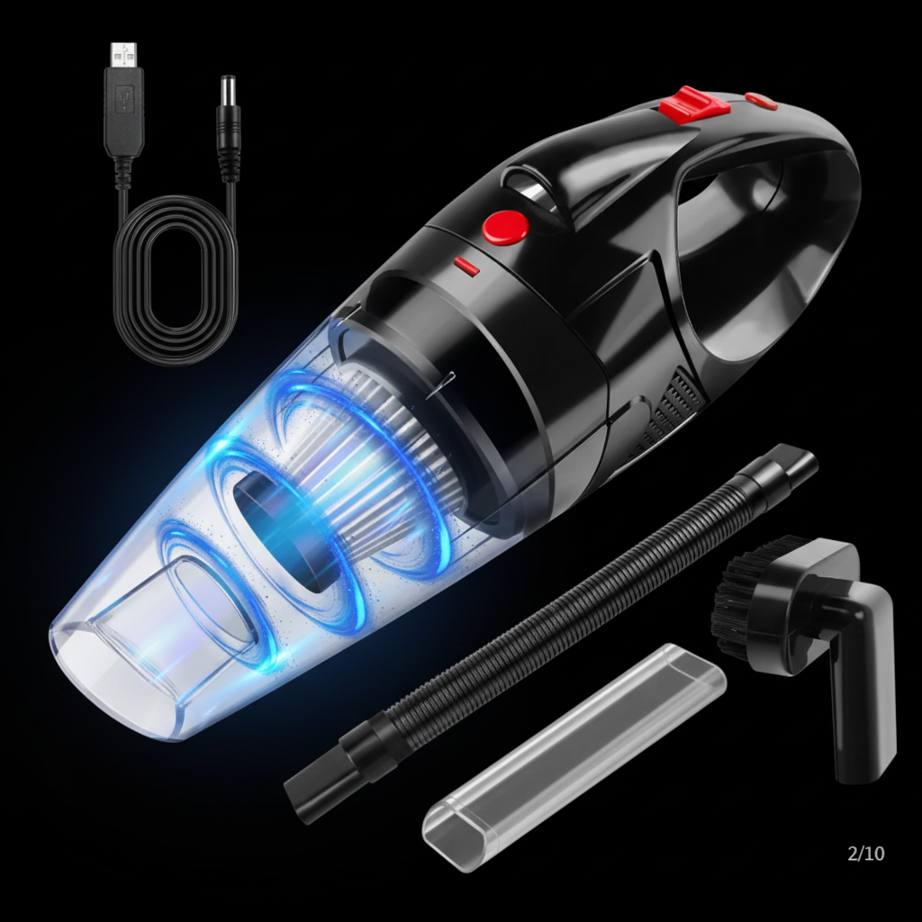 Aspirateur portable voiture USB fond noir