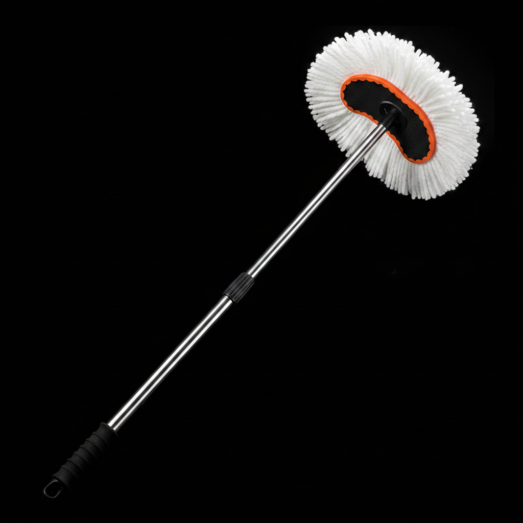 Brosse télescopique lavage auto 125cm fond noir