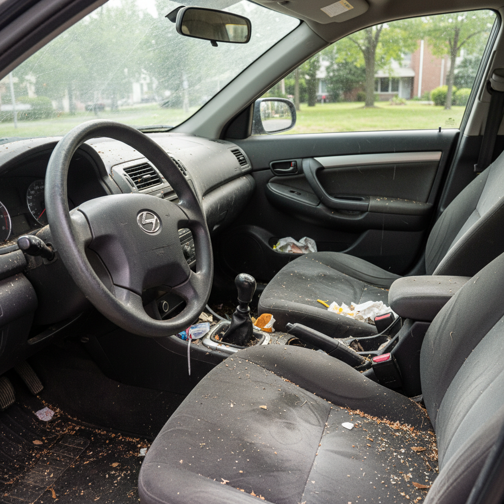 Intérieur sale conducteur